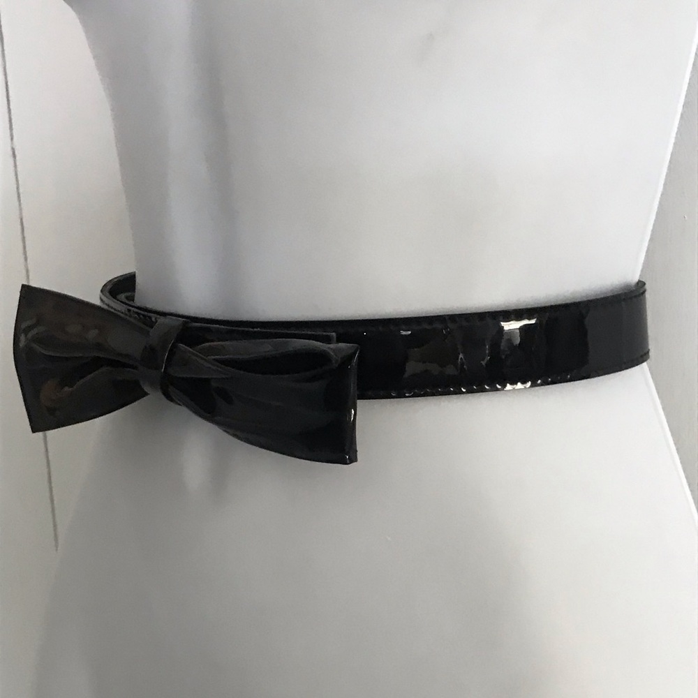 Bow Belt Black Cute Shiny Vinyl Statement Size 28 Accessories by Pearl - Picture 3 of 14